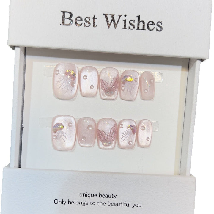 Elegantes Press-On-Nagelkunst-Set mit 3D-Flourish-Design Karnz