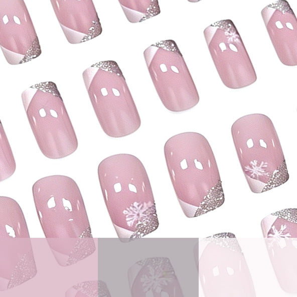 Elegante Schneeflocke Französische Spitze Nagelkunst Karnz