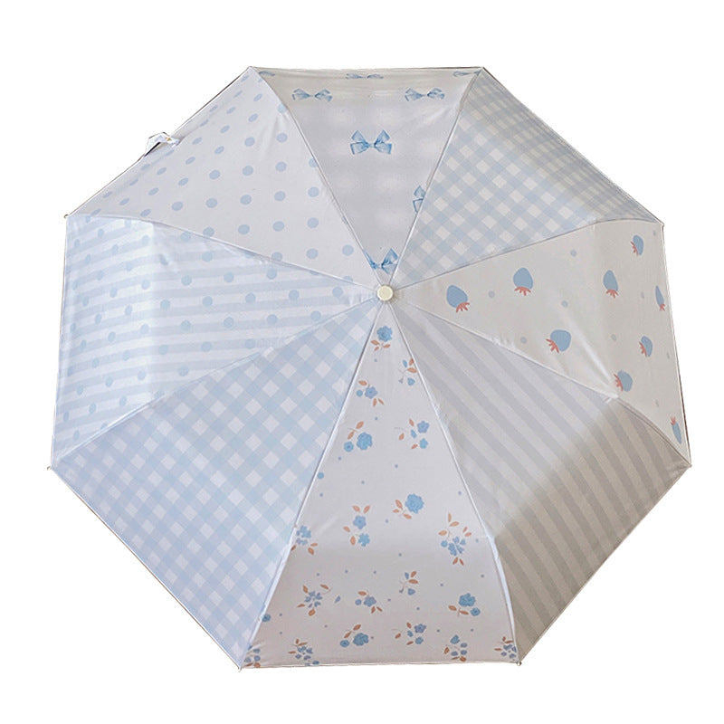 Damen eleganter kompakter Regenschirm mit Gingham-Muster Karnz