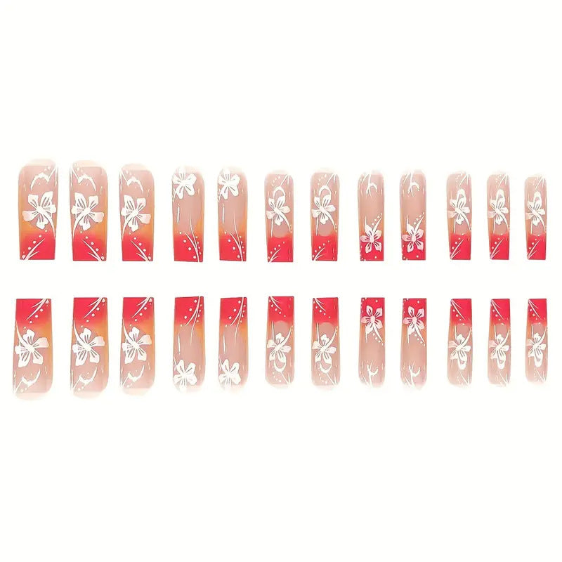 Vibrantes Farbverlauf Press-On Nagelkunst Set Karnz