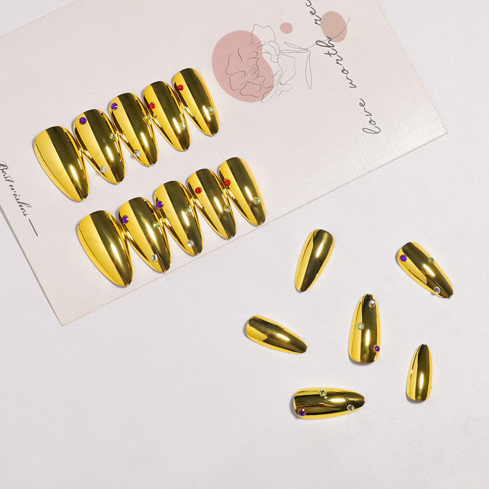 Glamouröse Metallic Press-On Nagelset Karnz