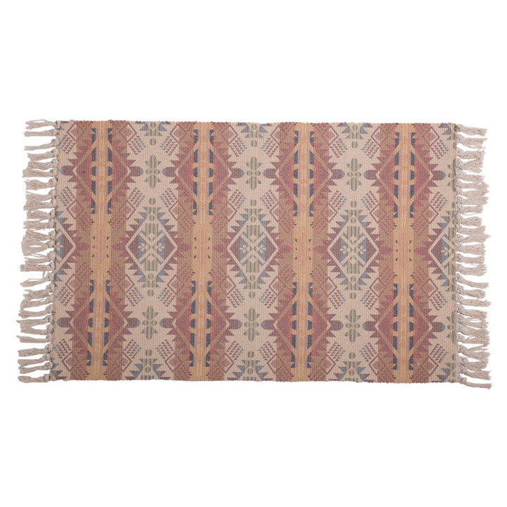 Dekorativer Läufer für Esstisch und Konsole im Boho‑Mandala‑Design mit Fransen Karnz