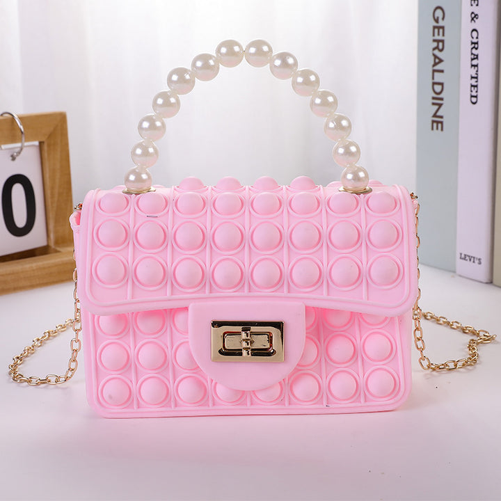 Damen stilvolle Handtasche mit Perlengriff Karnz