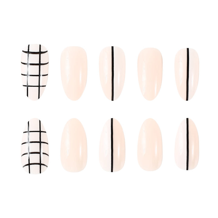 Elegante Geometrische Press-On Nagelkunst Karnz