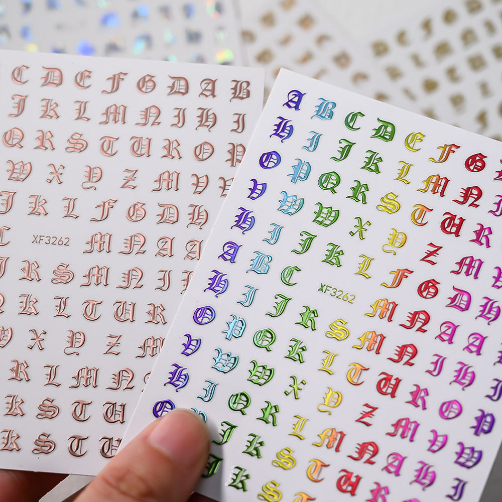 Dekorative Alphabet Nagelkunst Aufkleber