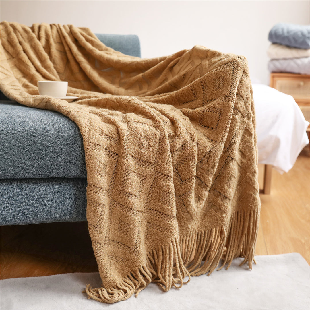 Gemütliche Strickwurfdecke