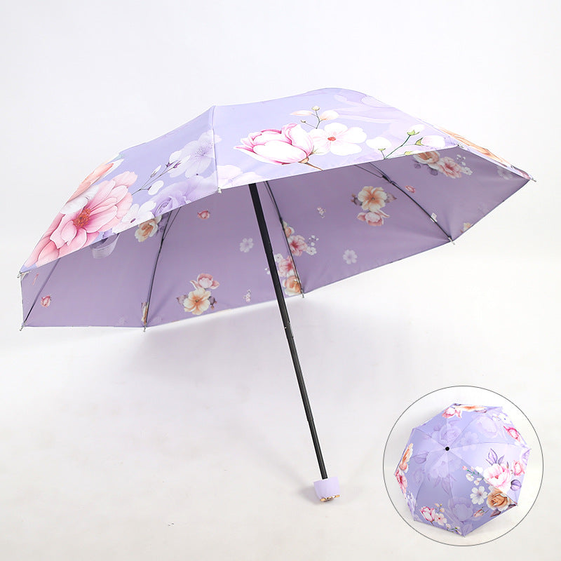 Damen Falt-Regenschirm mit eleganter Blumenoptik Karnz