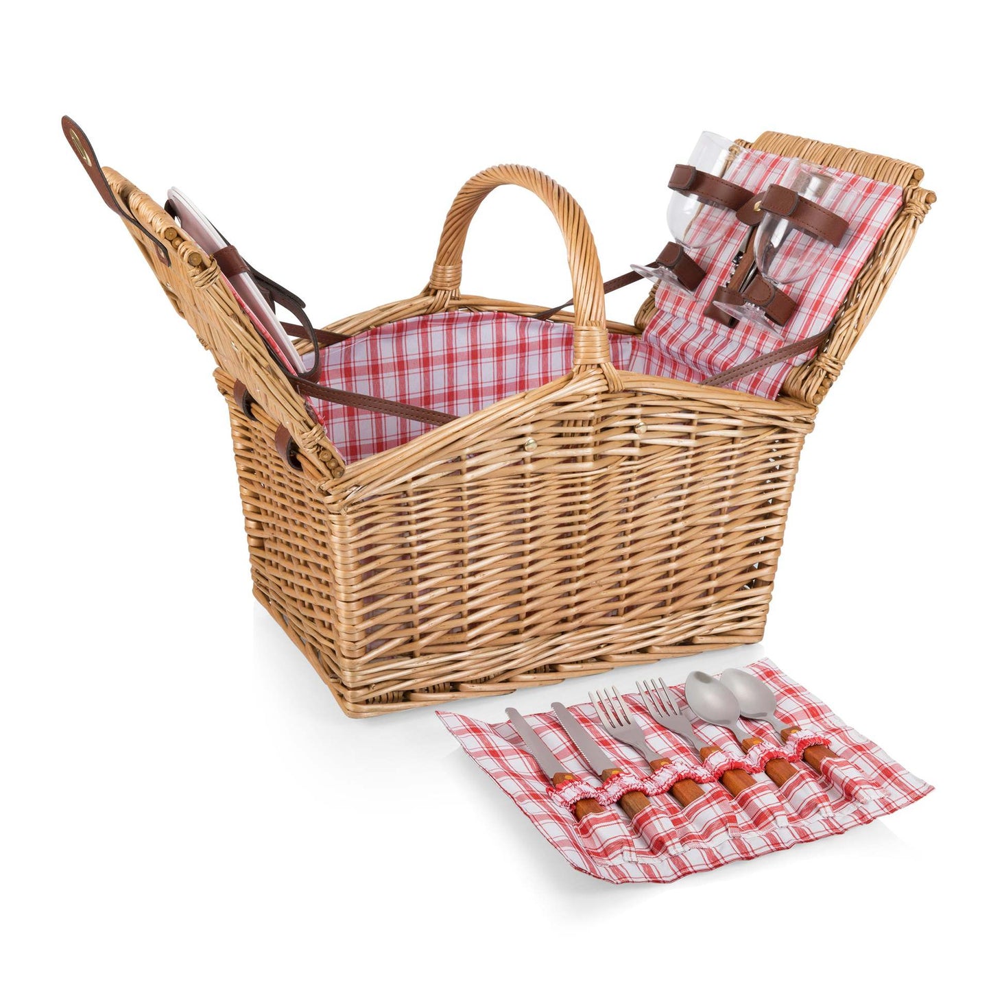 Damen Picknickkorb mit integriertem Geschirrset und robusten Tragegriffen Karnz
