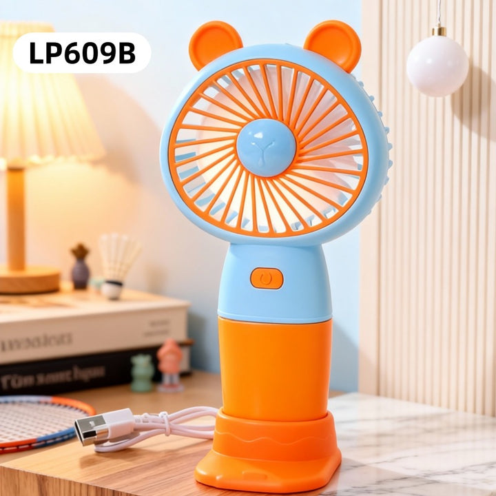 Damen Tragbarer Mini-Handventilator mit LED-Beleuchtung und kreativen Tierohren Karnz