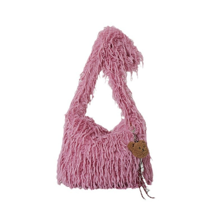 Fluffige Fransenschultertasche
