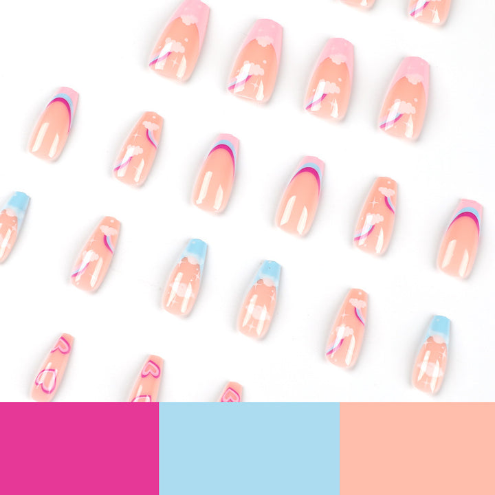 Künstliche Nagelkunst mit Regenbogen-Design Karnz