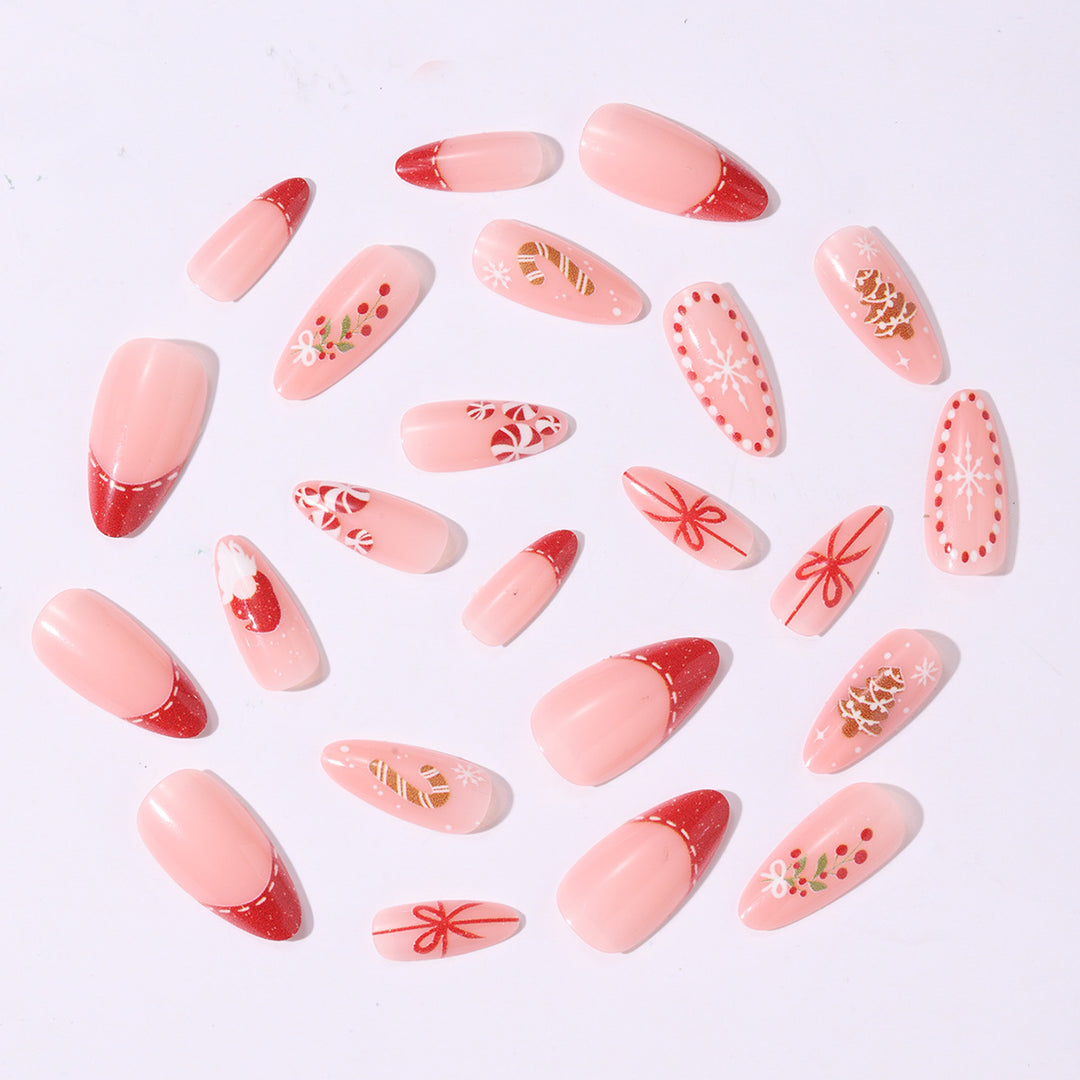 Kunstnagelset mit festlichen Motiven und Glitzerakzenten Karnz