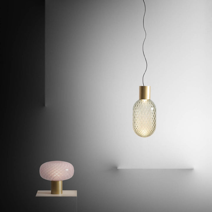 Glas Mushroom Tischlampe mit dekorativem Sockel