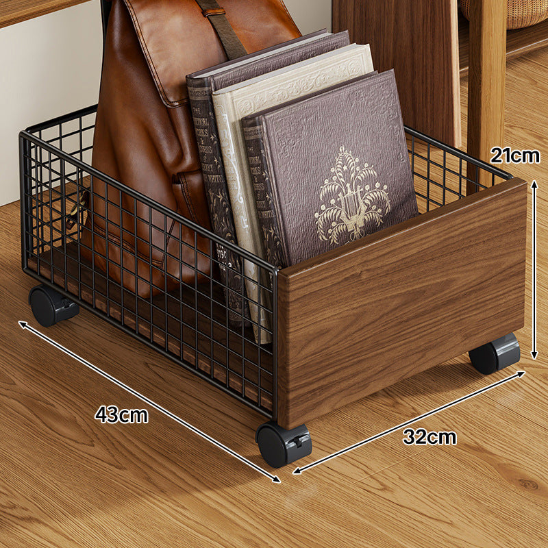 Unter-Tisch Rolllager Schublade mit Holzfront und Metallgitterseiten