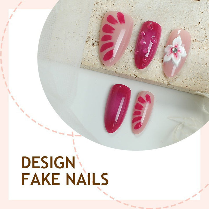 Floral Art Press-On Nagelset mit 3D Akzenten Karnz