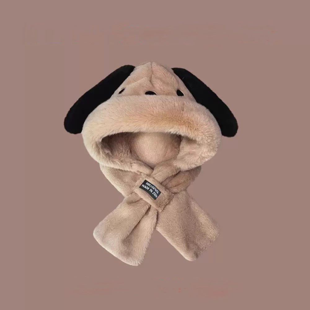 Flauschiger Hundeloch-Hoodie-Schal