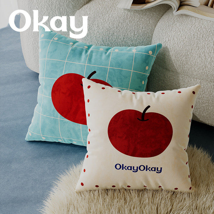 Decorative Plush Throw Pillow Cover with Retro Cherry Graphic
