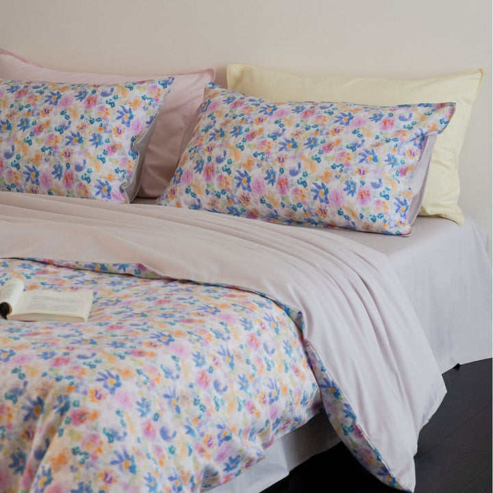 Floral Aquarell Baumwoll-Satin Bettwäsche Set