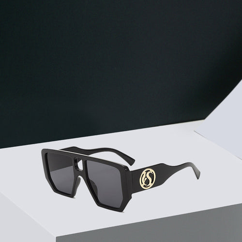 Damen Quadrat-Sonnenbrille mit auffälligem Muster und goldenen Akzenten Karnz