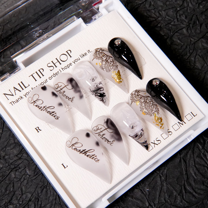Künstlerische Gothic Stiletto Press-On Nägel