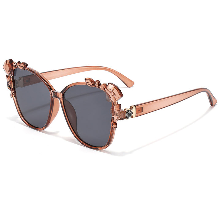 Glamouröse Cat-Eye-Sonnenbrille mit Kristallverzierungen Karnz