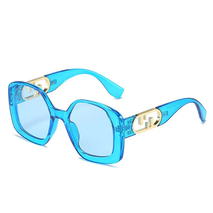 Damen oversized Sonnenbrille mit extravagantem geometrischen Rahmen und eleganten Akzenten Karnz