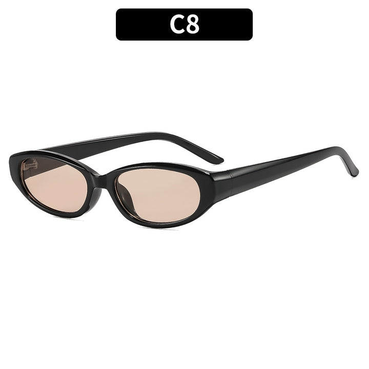 Retro-inspirierte schlanke ovale Fassungs-Sonnenbrille