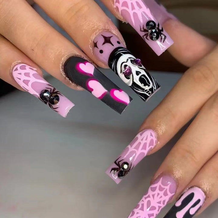 Künstlerisches Halloween-Themen Press-On Nagelset Karnz