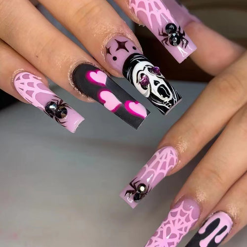 Künstlerisches Halloween-Themen Press-On Nagelset Karnz