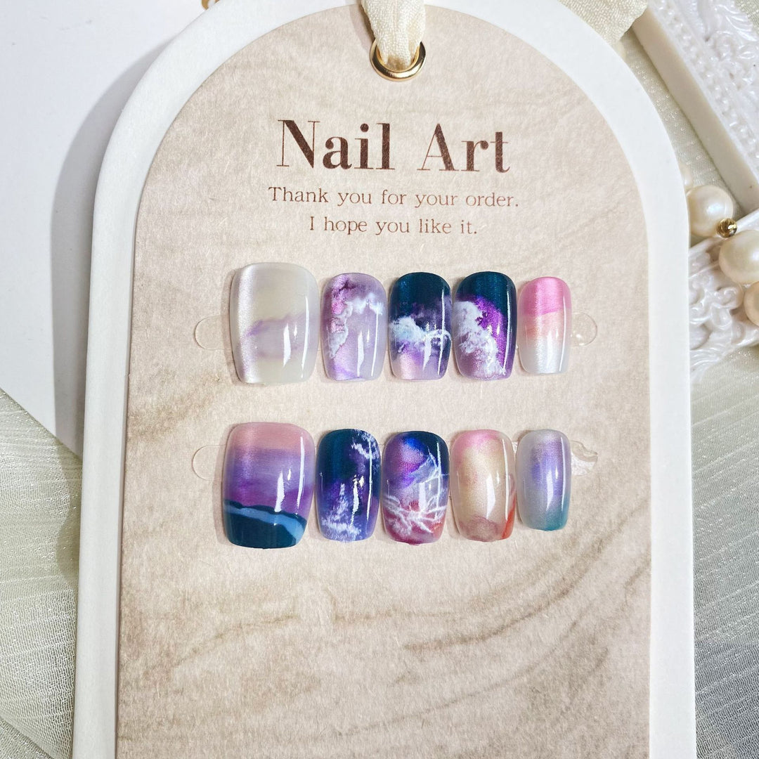 Künstlerisches Marmor-Design Druck-Nagelset