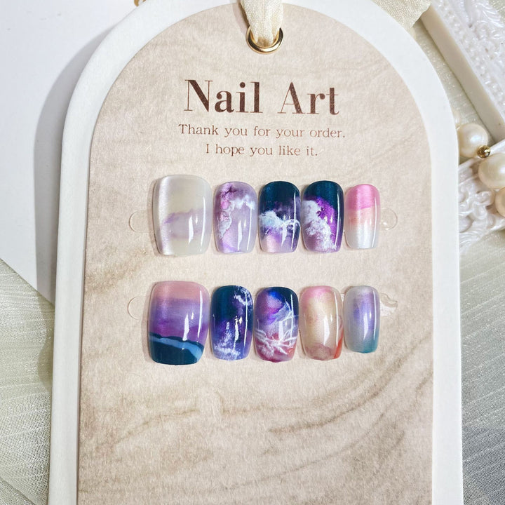 Künstlerisches Marmor-Design Druck-Nagelset