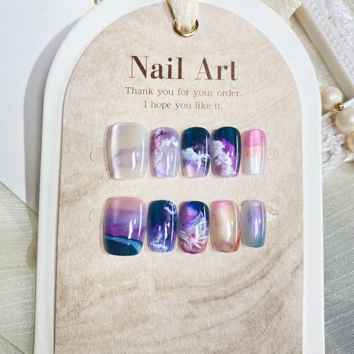 Künstlerisches Marmor-Design Druck-Nagelset