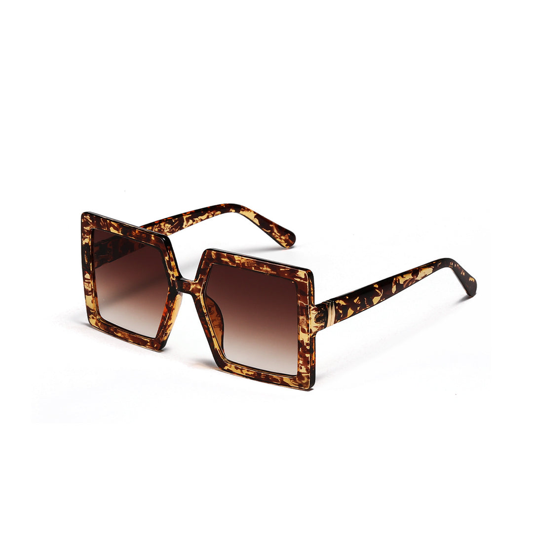 Damen geometrische Sonnenbrille mit modernem, breiten Rahmen Karnz