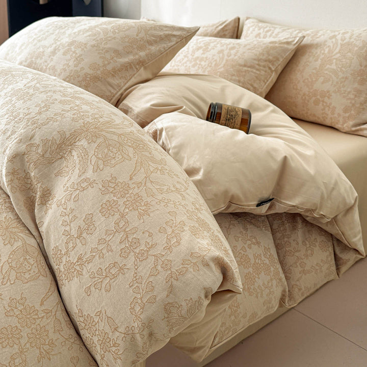 Umkehrbares bedrucktes Bettbezug-Set mit Satin-ähnlichen Kissenbezügen