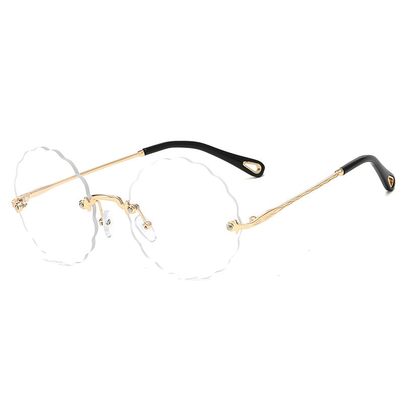 Damen Modische Brille mit verspieltem Wellenrahmen Karnz