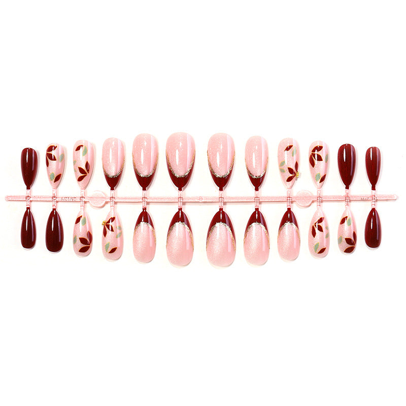Elegante Press-On-Nagel-Set mit Floralart Karnz