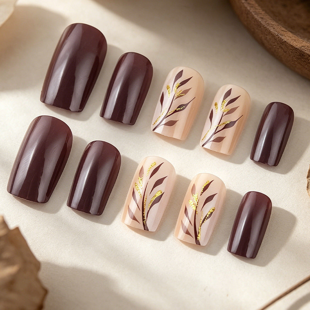 Elegante Botanische Nagelkunst Press-On Set Karnz