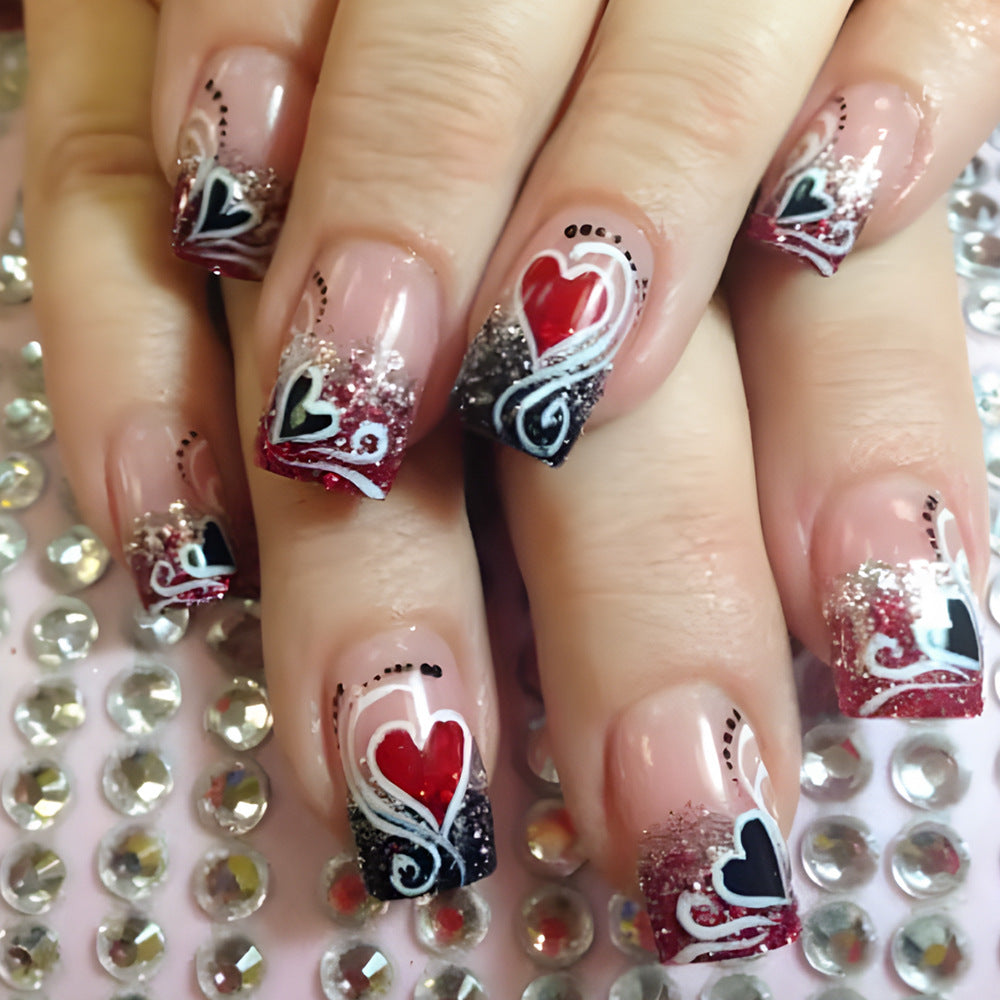 Herz-verzierte glamouröse Nagelkunst-Set Karnz