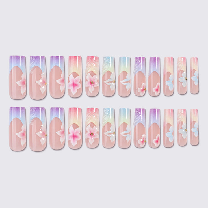 Elegante florale Ombre Press-On Nagel Set Karnz