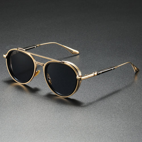 Damen Designer-Sonnenbrille mit luxuriösem Metallrahmen und Retro-Akzenten Karnz