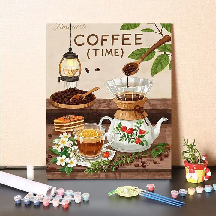 Kaffee-Themen Malen nach Zahlen Leinwand Kunstset Karnz