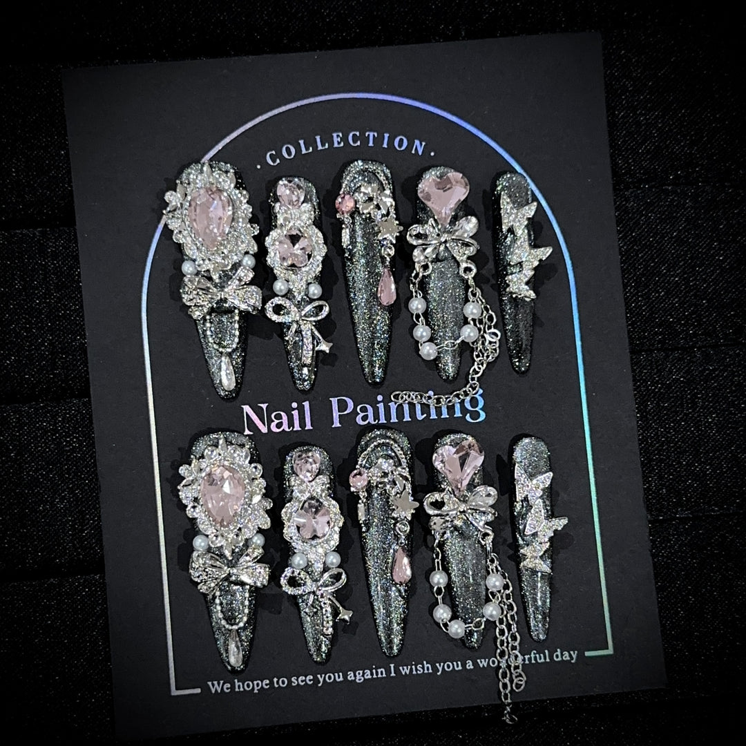 Glamouröse Bejeweled Press-On Nagelset