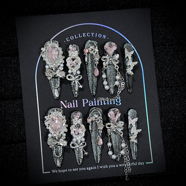 Glamouröse Bejeweled Press-On Nagelset