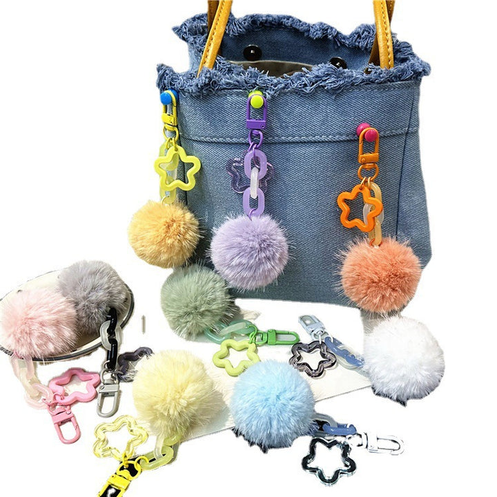Niedlicher Flauschiger Pom-Pom Schlüsselanhänger Karnz