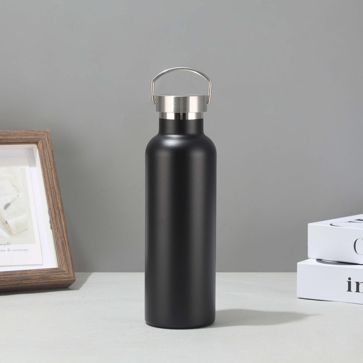 Damen edelstahl Isolier Trinkflasche mit nachhaltigem Bambusdeckel Karnz