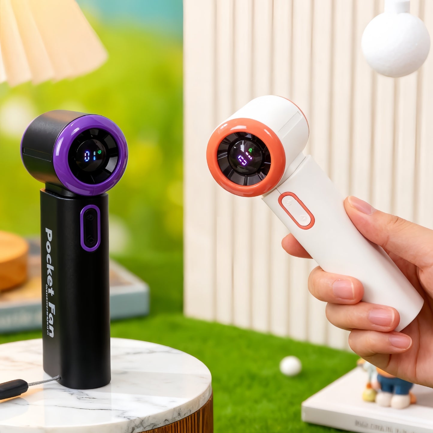 Damen Tragbarer Mini-Lüfter mit LCD-Anzeige Karnz