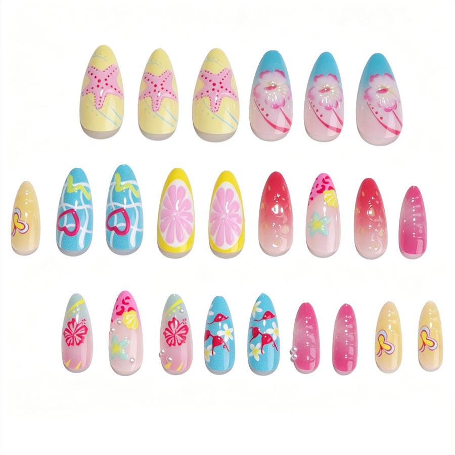 Kreatives Kunstnagelset mit bunten Sommermotiven Karnz