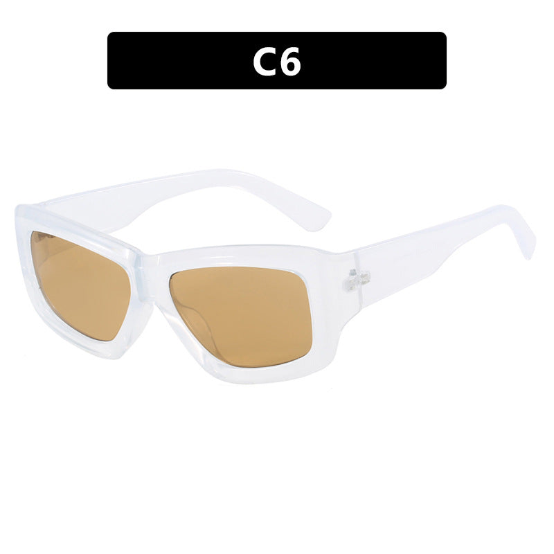 Damen trendige quadratische Sonnenbrille mit transparentem Rahmen und komfortablen Gläsern Karnz