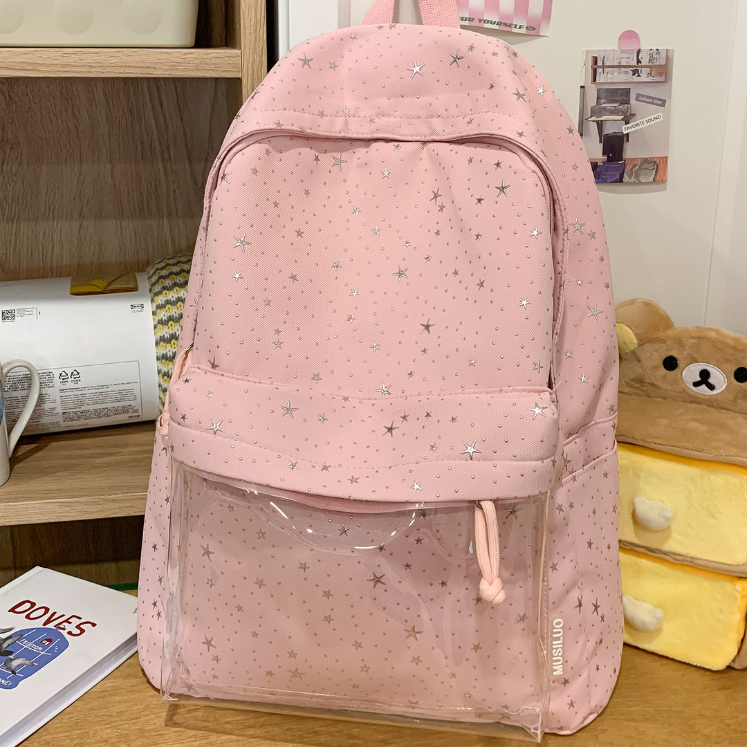 Transparenter Tasche Stern-gedruckter Rucksack Karnz
