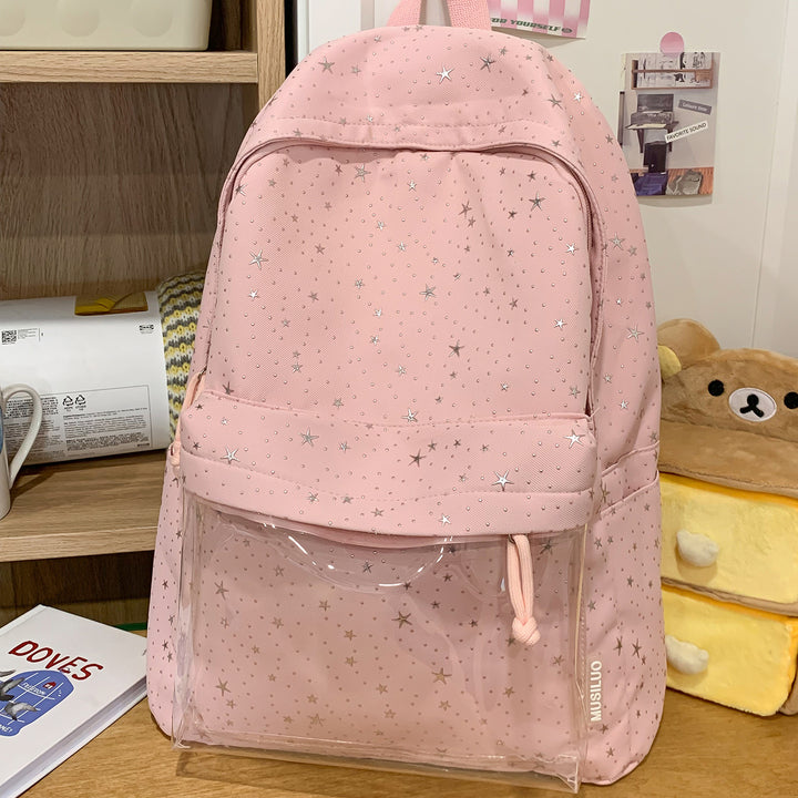 Transparenter Tasche Stern-gedruckter Rucksack Karnz
